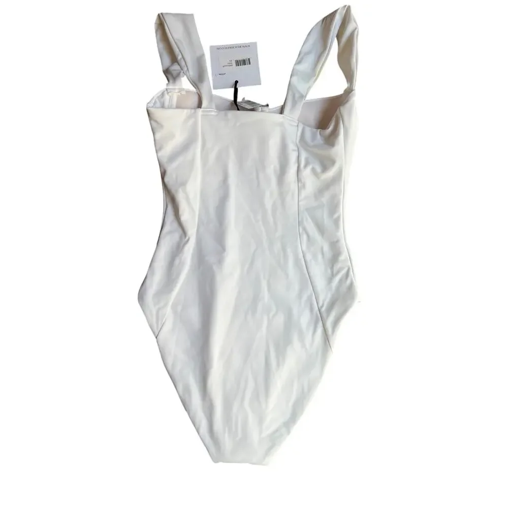 Beach Riot Women's Dina One Piece Swimsuit White Size XS MISSING BUCKLE 304364